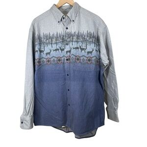 Cabela’s Deerskin Soft Chamois Men’s Deer Scene Button Down Shirt